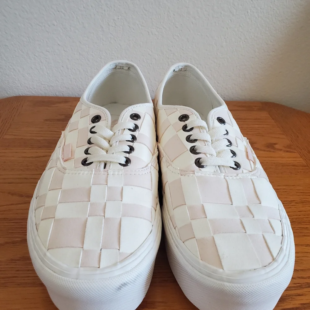 Vans White Pink Woven Checkered Platform Sneakers Men's Shoe 10 Women's 11.5 - Picture 3 of 11